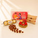 Raksha bandhan gift hamper with gold and red handmade rakhis chocolates haldi kumkum holder and roli chawal set