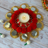 Rangoli mat with tea light candle holder for diwali