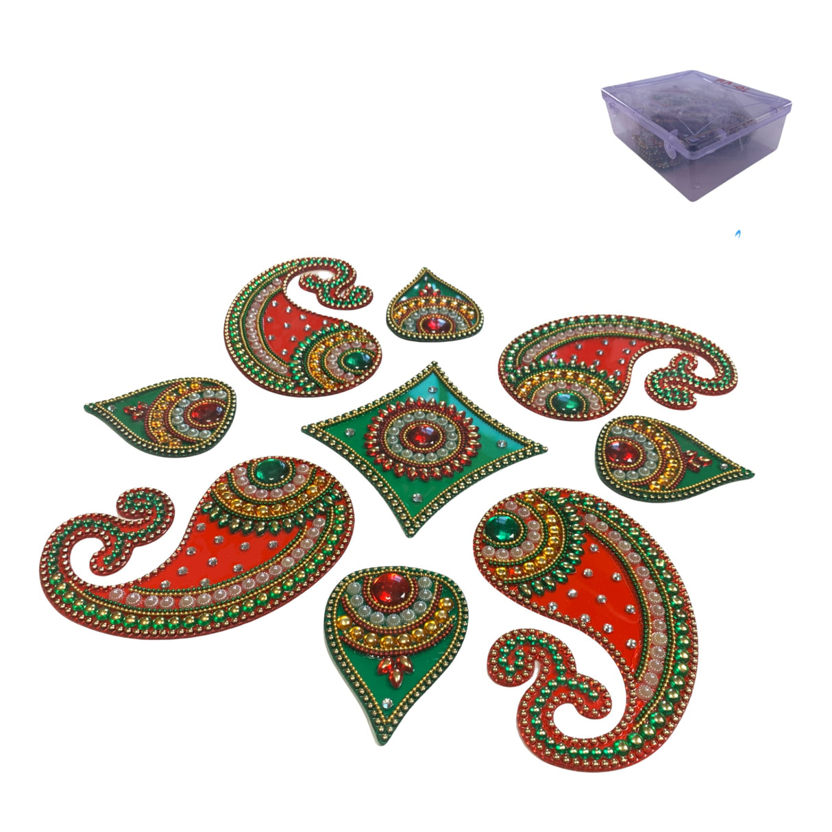 Acrylic rangoli set indian traditional handmade reusable