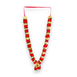 Vibrant red gold Varmala wedding garland with velvet petals ribbon