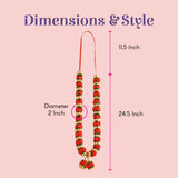 Vibrant red artificial velvet varmala garland with gold accents for Indian weddings