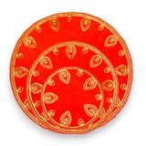 Red velvet pooja mat aasan decorative cloth for god goddess