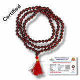 108 beads red sandalwood mala with round beads and matching red tassel for meditation prayer chanting and yoga