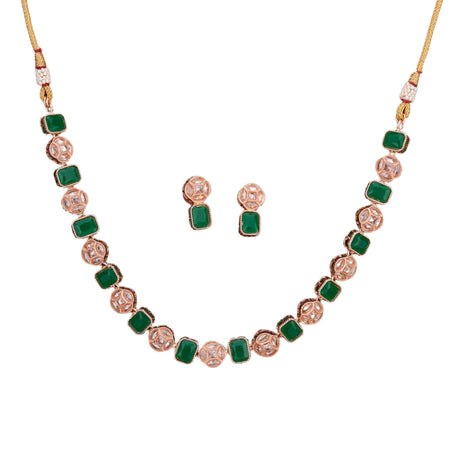 Classic Necklace with Rose Gold Plating Traditional Jewelry Matte Gold Necklace South Indian Jewelry Adjustable Slider Necklace Indian Wedding Favor Necklace for Women - LoveNspire