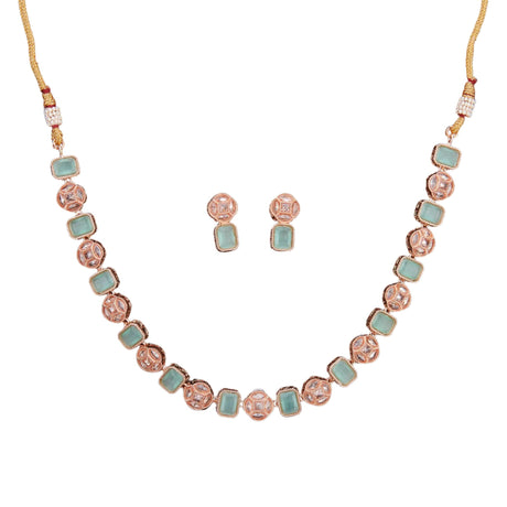 Classic Necklace with Rose Gold Plating Traditional Jewelry Matte Gold Necklace South Indian Jewelry Adjustable Slider Necklace Indian Wedding Favor Necklace for Women - LoveNspire