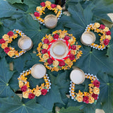 Rose rangoli set handmade tea light holders candle