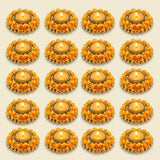 Golden ornamental rose candle holder tealight stand with artificial orange roses and beads for festive home decor