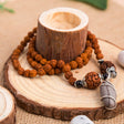 Rudraksha Mala with Narmadeshwar Shivling Pendant for Men Women 5 Mukhi Rudraksha Mala Shaligram Narmada Pendant Necklace Yoga Meditation (pack of 1) - LoveNspire
