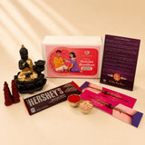 Raksha Bandhan Gift Hamper for Brother & Bhabhi – Includes 2 Rudraksha Rakhi Bracelets, Buddha Dhoop Burner, Dhoop Sticks, Chocolates, Roli Chawal & Gift Box