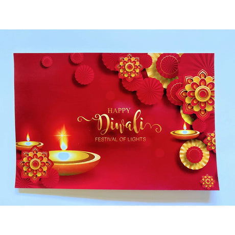 Set of 5 diwali card- single panel dipavali card greeting