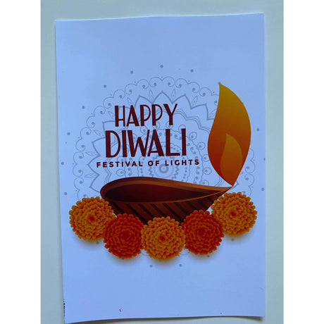 Set of 5 diwali card- single panel dipavali card greeting