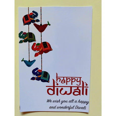 Set of 5 diwali card- single panel dipavali card greeting