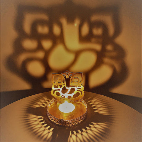 Shadow ganesha tealight candle holder festival of light