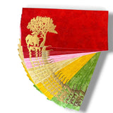 Vibrant Shagun Maharaja gift envelopes in red, pink, yellow, green with gold elephant and tree designs