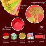 Red Shagun Maharaja envelope with gold foil elephant and tree design