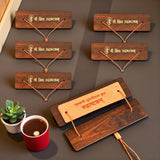 Dark brown wooden bookmark with Shiv Rudrashtakam engraving and string tie