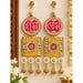 Shubh labh decor traditional indian door hanging toran with gold tone embroidered earrings mirrored embellishments and pearl tassels