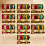 Colorful silk thread bangles with gold floral detailing and dangling tassels ethnic handmade for indian wedding