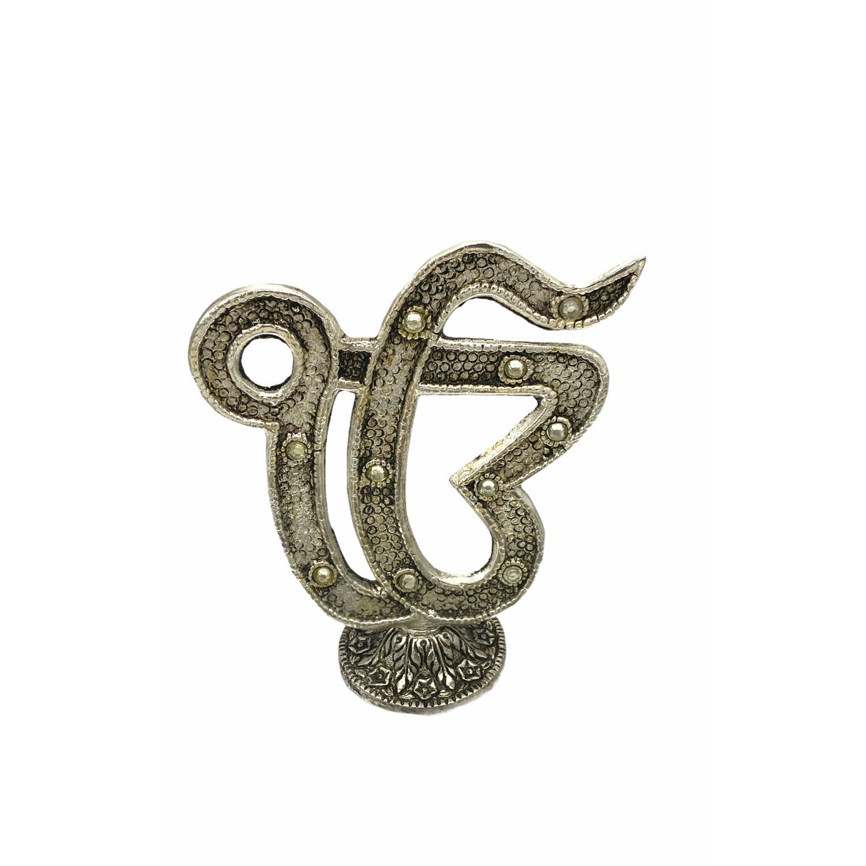 Silver coated ek onkar symbol ik stand sikh home decor