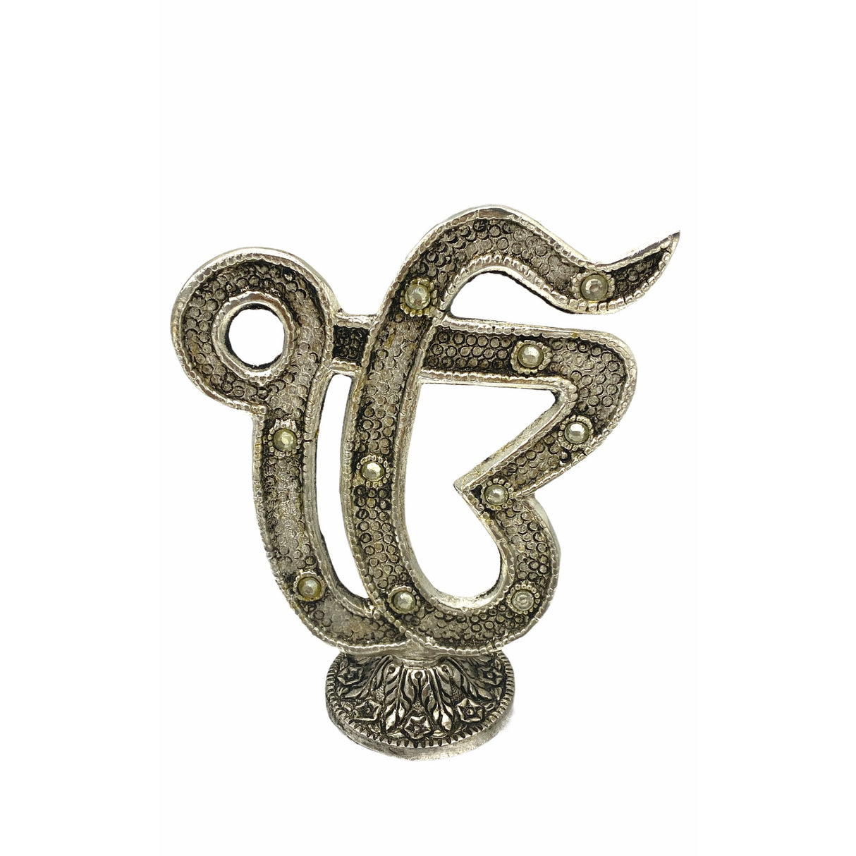 Silver coated ek onkar symbol ik stand sikh home decor