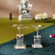 Silver plated tulsi plant with intricate floral engravings and twisted stems for pooja mandir decor and spiritual gifts