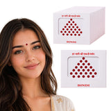 Simple red dot bindi with triangular adhesive dots on white packaging for indian wedding and bridal shower favors