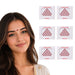 Simple bindi favor featuring red dot bindi with triangular pattern in white boxes labeled bindi with hindi text for indian wedding use