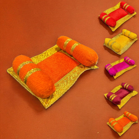 Mini laddu gopal velvet asan takiya pillow set for lord