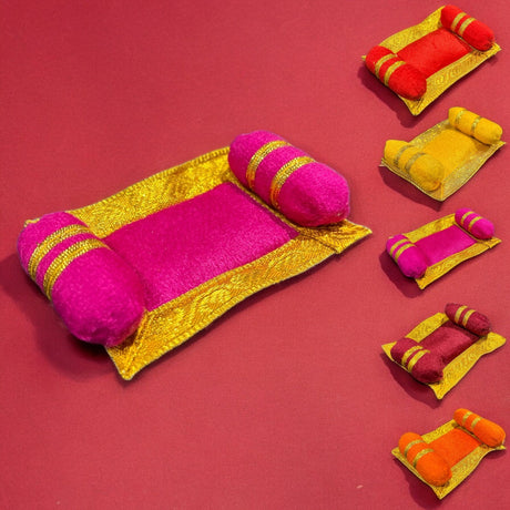 Mini laddu gopal velvet asan takiya pillow set for lord