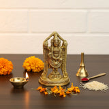 Golden brass Lord Shiva statue with ornate carvings and traditional iconography
