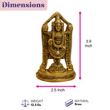 Small golden brass statue of lord shiva with intricate carvings and traditional crown for pooja or decor use