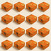 Small handmade orange brocade jewelry boxes with gold floral patterns and metallic clasps for Indian and Pakistani wedding favors