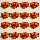 Small handmade red velvet jewelry boxes with gold floral brocade and brass latches for indian pakistani wedding favors