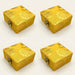 Golden square 4 piece small gift boxes with intricate gota patti brocade floral patterns and metallic clasps for weddings