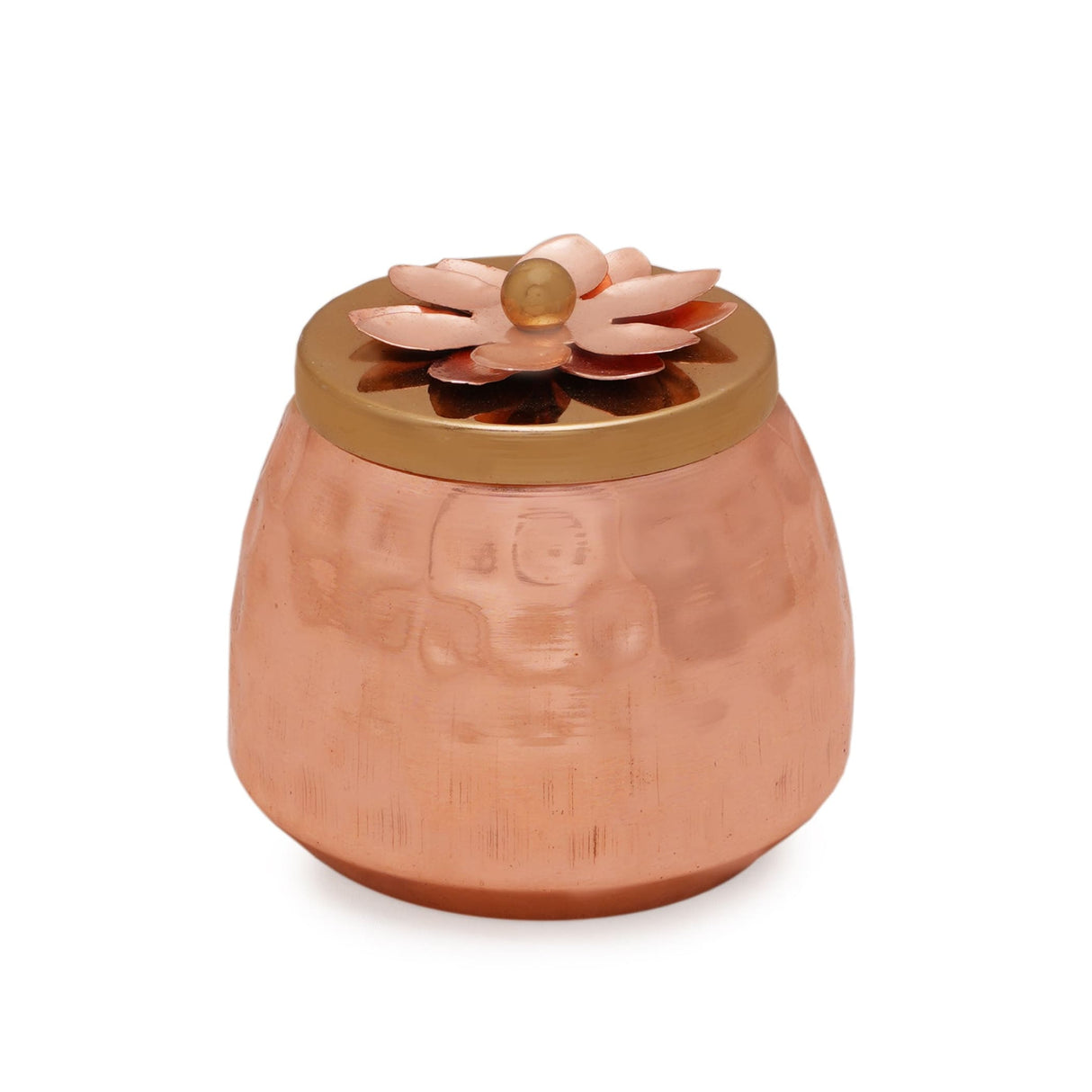 Hammered copper plating dryfruits jar with lid decorative