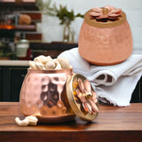 Hammered copper plating dryfruits jar with lid decorative