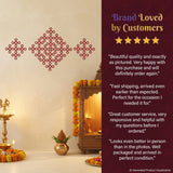 Red geometric wall decals as small muggu kolam cutout diy indian backdrop for traditional puja mandir and rangoli decor