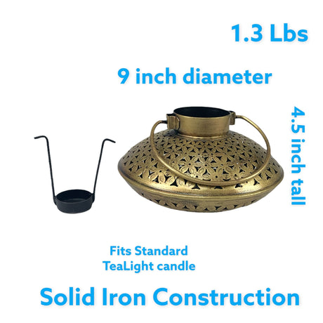 Tealight Candle Stand Gold Iron Incense Holder Antique Style Dhuni Holder Mess Free Cone Holder Housewarming Gift Dhoop Incense Holder for Home Office - LoveNspire