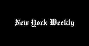 Text reading ’New York Weekly’ in white Gothic-style lettering on a black background.