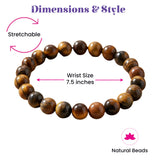 A stretchable tiger eye bracelet with 8mm natural stone beads in warm brown and golden hues for meditation and healing