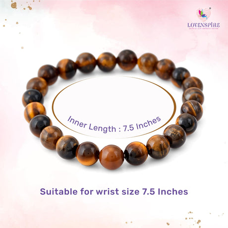 Tiger’s Eye beaded bracelet featuring 8mm round healing crystals for meditation and yoga