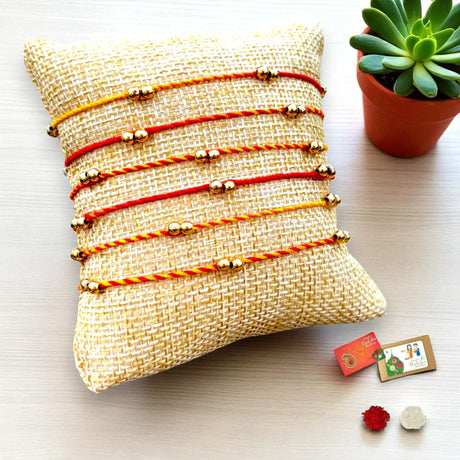 6CT India Rakhi for Brother Traditional Ghungroo Rakhi Designer Fancy Bracelet Rakhi for Bhaiya Brother Bhai Bhabhi Handmade Rakhi Gifts Roli Chawal - LoveNspire