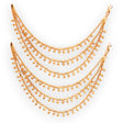 Gold-toned beaded ear chains from Indian traditional jewelry with triple layer design