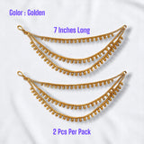Golden three-strand beaded hair chains from Indian jewelry collection for women and weddings