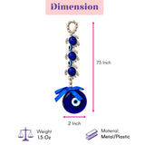 A 7.5-inch blue evil eye hanging decoration with three stacked turtle beads and a ribbon bow for home and car decor