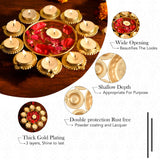 Urli bowl brass finished diya shape flower decorative