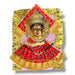 Golden-faced Hindu deity with red and gold patterned clothing for Vara Lakshmi idol
