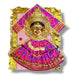 Golden Hindu deity figure wearing pink patterned clothing for Navaratri and Vratha puja