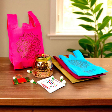 Colorful reusable shopping bags for Varalakshmi Vratham Navaratri Pooja and gifting