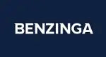 White ’BENZINGA’ text on a dark navy blue background.